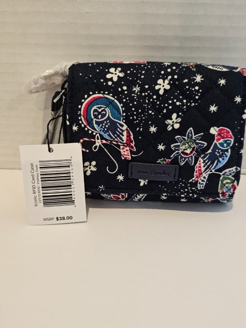 NWT Vera Bradley Iconic RFID Care Case Holiday Owls Winter Snow Blue Red White - Picture 6 of 7